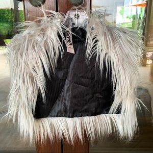 WIDOW Grey Faux fur bolero vest